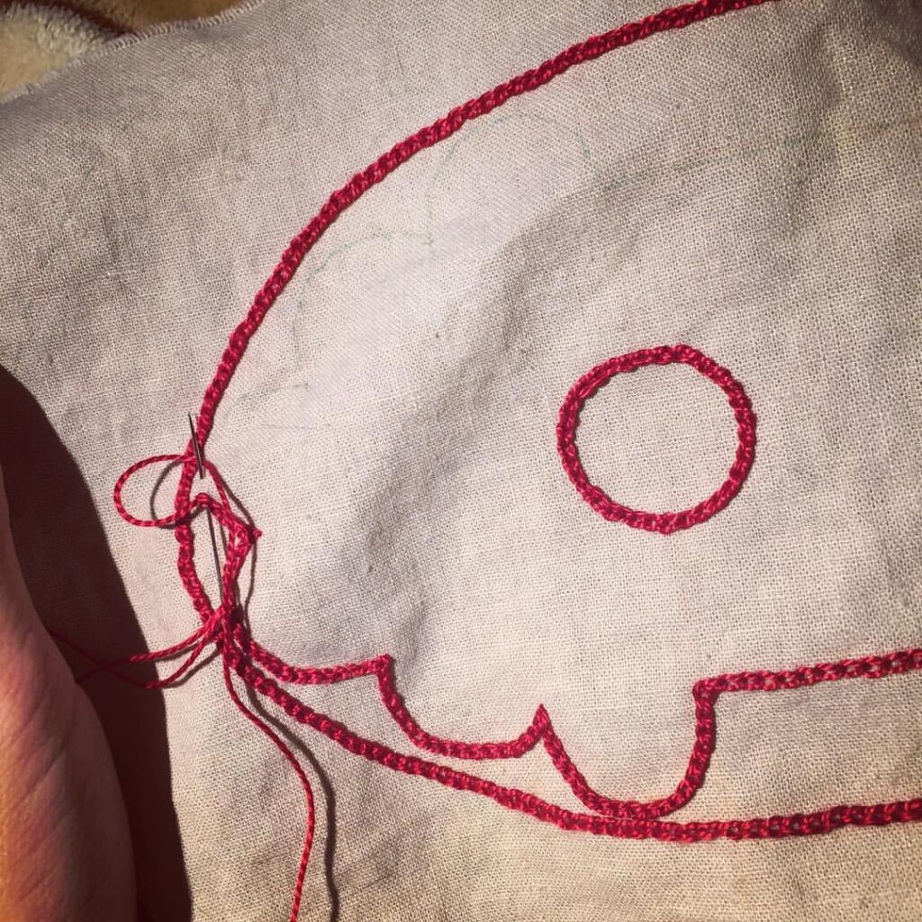 Working on my embroidery art trade tonight.
